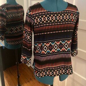 Vibrant, light weight, 3/4 sleeve blouse